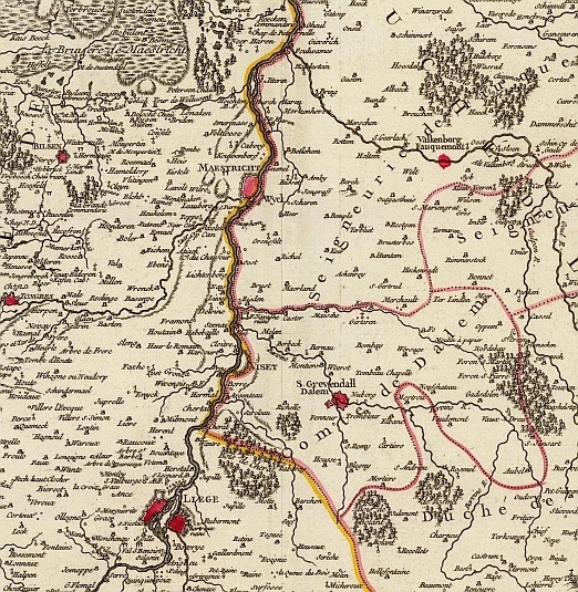 Carte de la Principaute de Lige en 1754 Extrait rgion de Vis