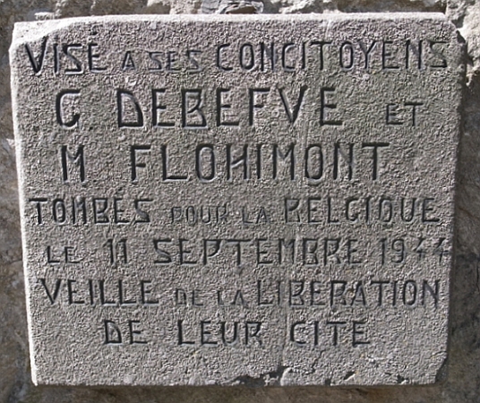 Stèle à Souvré en souvenir de Debefve et Flohimont