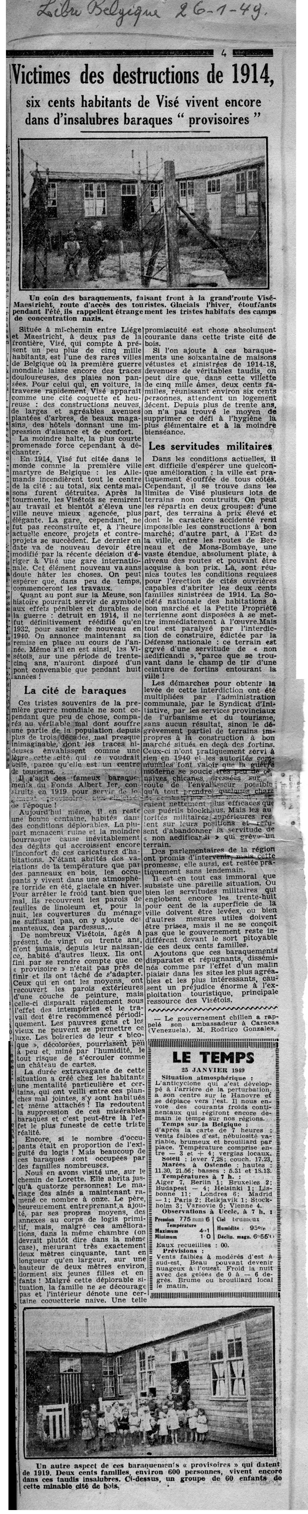 Visé baraquements presse 1949