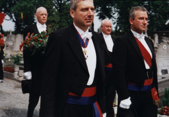 Alex Woolf et Didier Kinet,suivis de Georges Delfosse et Robert Menten