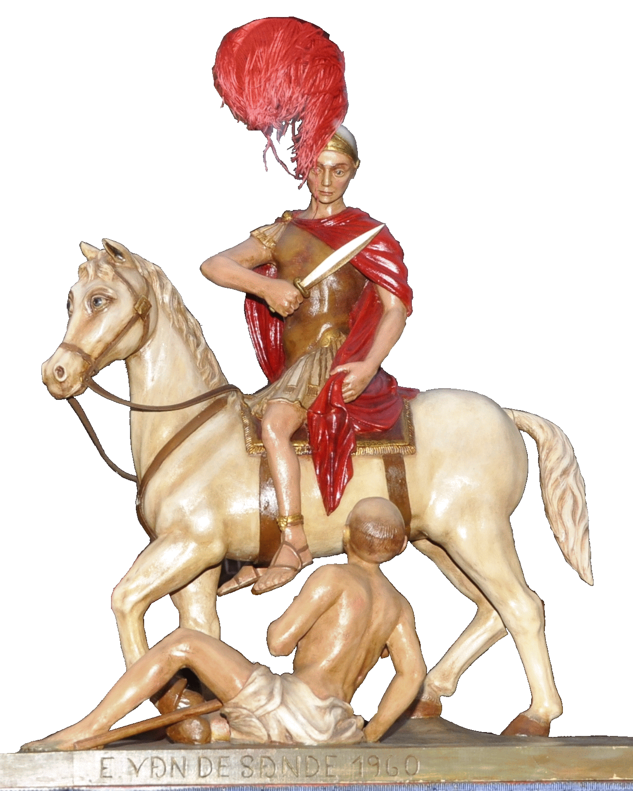 St Martin; statue de 1960 par Van de Sande et Poisinger,