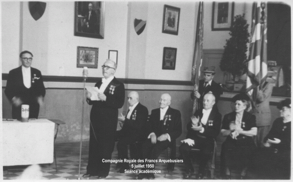 scance acadmique des Francs Arquebusiers 1950, discours de M. Michaux