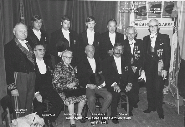 Hadelin Woolf,Maurice Woolf,Mme Nizet-Warnant,Victor Michiels, Pol Jowat,Joseph Das, Hubert George en 1974