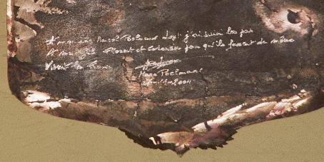 plaque commmorative des Francs Arquebusiers, signature de l'auteur M. Poelmans