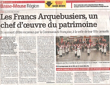 Reconnaissance des Francs Arquebusiers au patrimoine-journal La Meuse