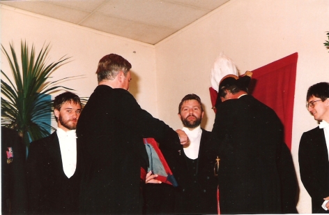 1988 remise officielle des insignes aux Mousquetaires, Christian Poelmans,ul Van hesbroeck, Alain Poelmans